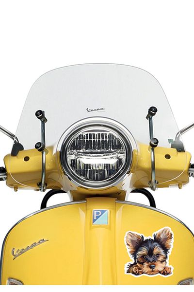 MegaSticker Autocolant drăguț Yorkshire pentru mașină, motocicletă, cască, laptop, parbriz 13x11 cm