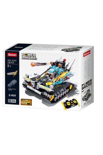 Sluban Power Bricks Series, Tank Building Set 530 Pieces, with Remote Conrtol, Blue