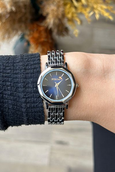 Polo Air Elegant Vintage Women Wristwatch Silver-Navy Color PL-1480B2x