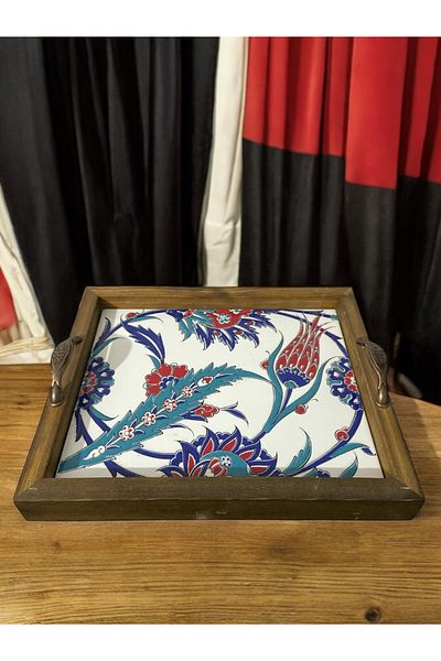 STORESZA Handmade Tile Patterned Wooden Tray