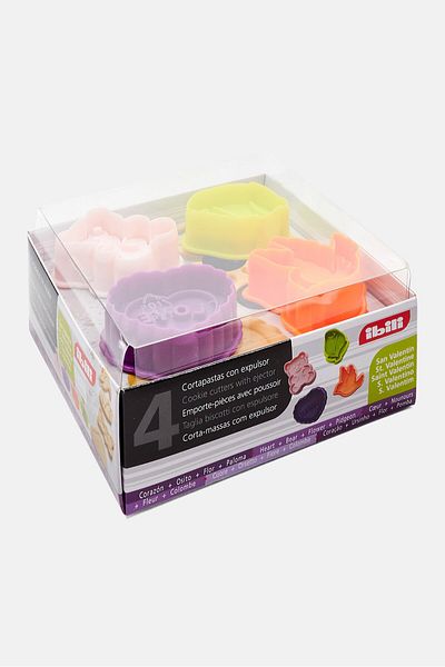 iBiLi 4 Pieces Cookie Cutters With Ejector, Purple