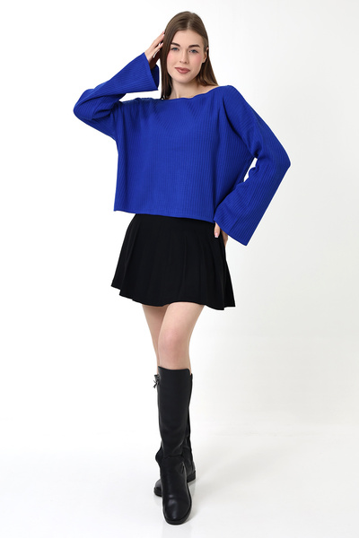 Devinka Bluză de damă, cu mânecă spaniolă, cu guler larg, tricotaj casual