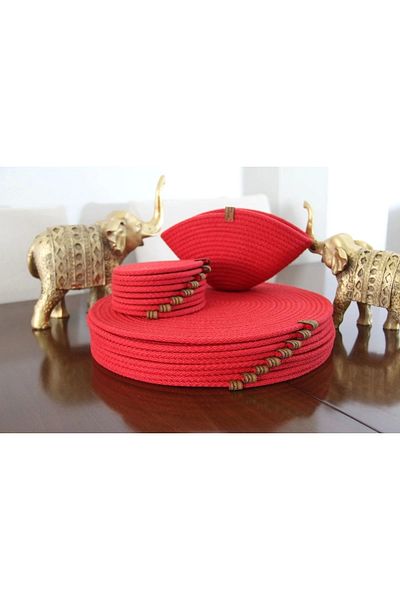 Hediyeninellitonu 17 Piece Placemat Set for 8 Persons, Tableware Set, Plate Coasters, Coasters,