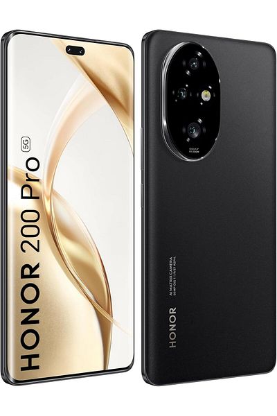 HONOR 200 Pro 5G (أسود، 12 جيجابايت + 512 جيجابايت) شاشة AMOLED رباعية المنحنيات مقاس 6.78 بوصة