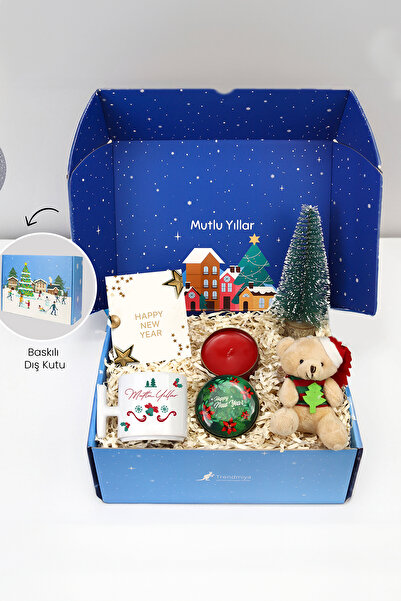 Trendmiya Yılbaşı Tasarımlı T Kupa & Mini Yılbaşı Ayıcık & Metal Kutulu Mum &...