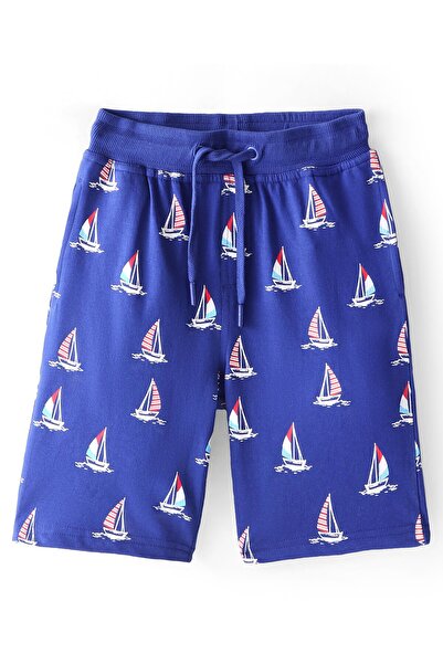 Pine kids شورت Pine Kids Terry بطول فوق الركبة بطبعة القارب - أزرق