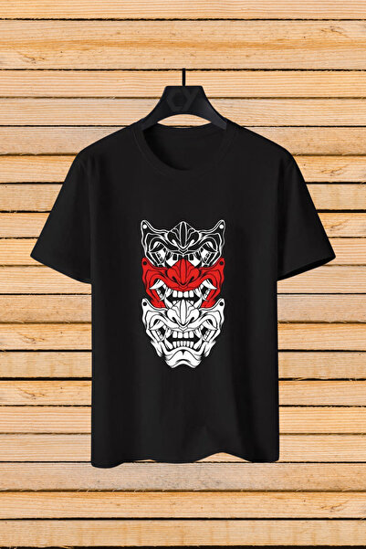 FECCY Tricou unisex negru din bumbac cu imprimeu Smaile