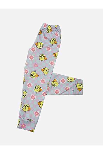 YUMİYUMM Kız Çocuk Tweety Desenli Mavi Uzun Kollu Pijama Takımı