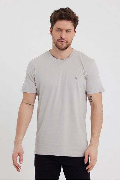 COMBİNE MİCHAİL Ανδρικό μπλουζάκι 5 Pack Crew Neck 100% βαμβακερό - Κόκκινο/Γκρι/Μπλε/Πορτοκαλί/Μπεζ