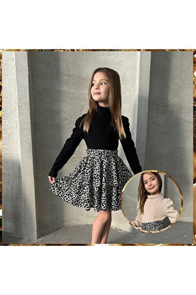 ELONKİDS Leopard Combination 2 Badi 1 Skirt