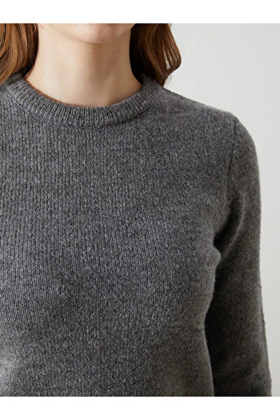 LC Waikiki Dámský svetr LCW Vision Grey Crew Neck