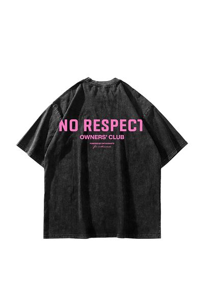 Sekizbiraltı No Respect Printed Oversize Unisex Washable Μαύρο Tshirt