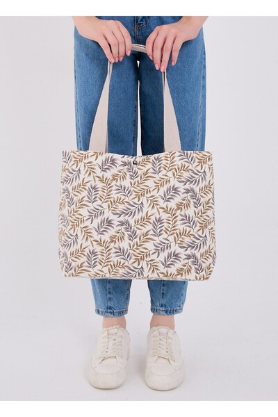 Pure Touch |   Canvas Women's Bag, Large Size, Lined, Snap Fastener, Inner Po...