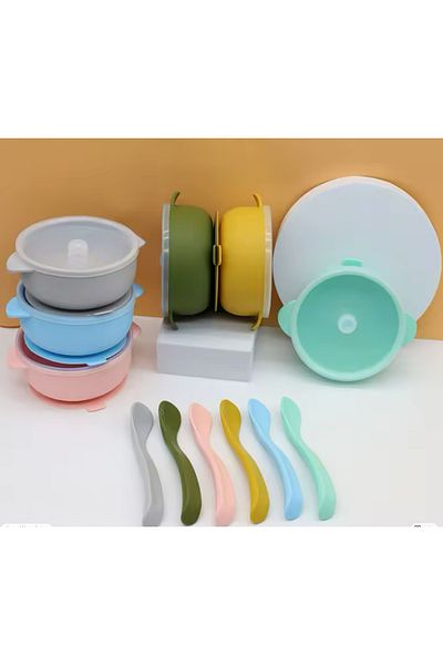 CKM silikon 400 ml Silicone Baby Food Bowl with Lid - Feeding Set