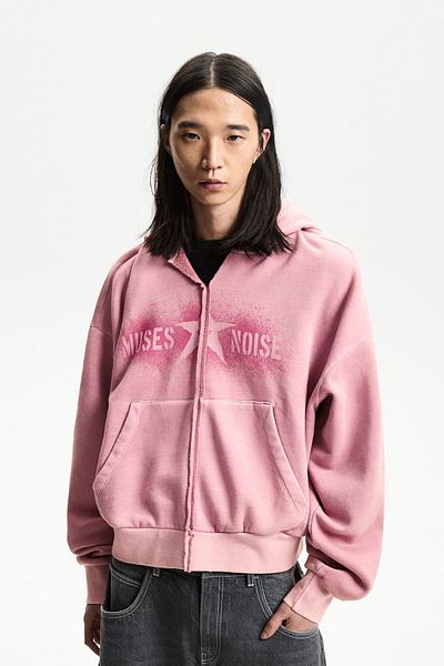 Bershka Cropped printed hoodie