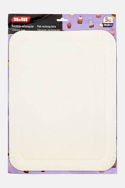 iBiLi 5 Piece Rectangle Paper Plate, White