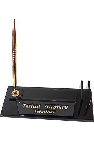 MERTKRİSTAL Kristal Masa Isimliği Kalemli Ofis Büro Makam Hediyesi M186