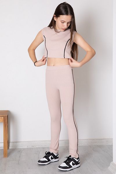Cansın Mini Beige Girl's Taty Cropled 2-Piece Set 20243