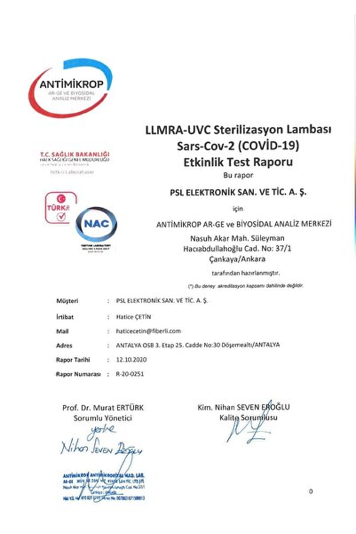 Fiberli UV-C Filtreli Hava Temizleme Cihazı
