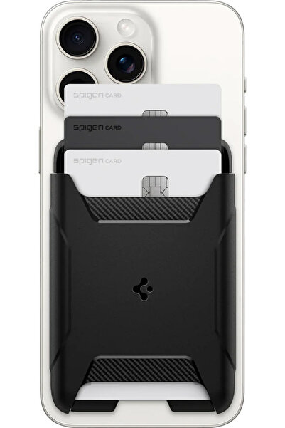 Spigen MagFit iPhone için MagSafe özellikli 3 Kartlı Manyetik Cüzdan Rugged A...
