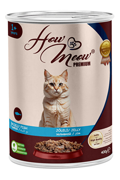 how&meow 12 ADET JÖLELİ PARÇA ETLİ YETİŞKİN KEDİ YAŞ MAMASI BALIKLI