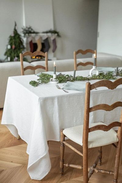 Wellstil Premium Linen White Tablecloth