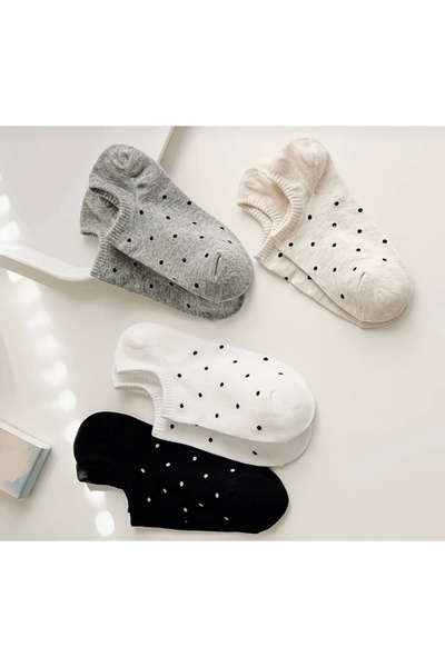 Çorabistaan 4 чифта многоцветни дамски чорапи с кецове на точки Невидим памук с високо качество