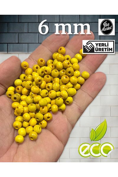 Selin Wooden Beads - 6 Mm, 80 Gr (Ort 550 Pcs), Yellow