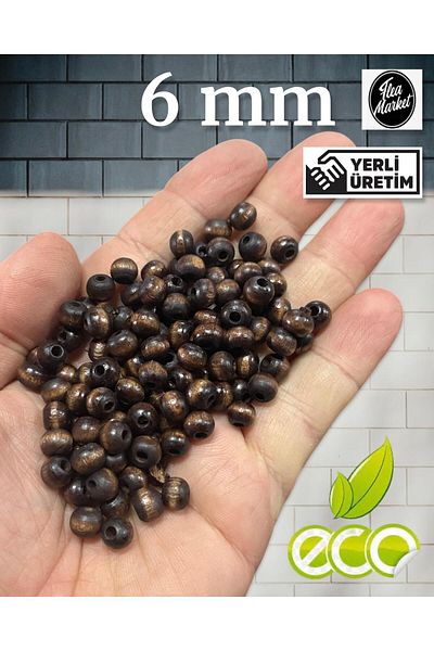 Selin 6 mm Wooden Beads - 80 g Coffee Color (Ort 500 Pieces)