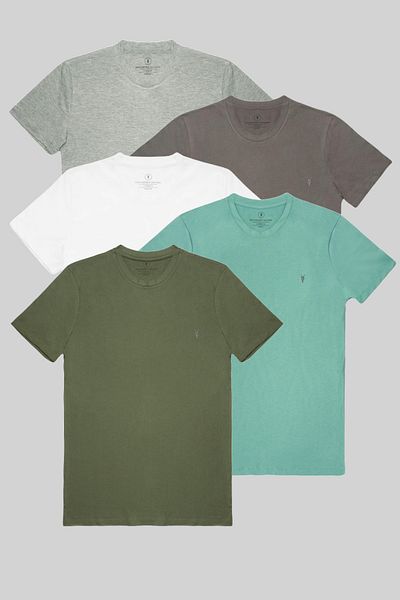 COMBİNE MİCHAİL Ανδρικό μπλουζάκι Grimelange-Fume-White-Cagla-Khaki Crew Neck Basic