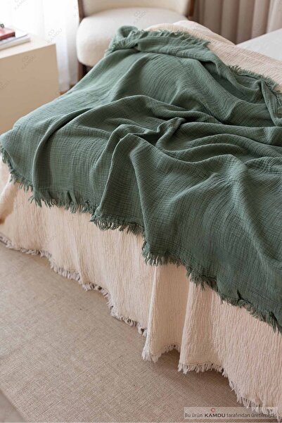 QURRY 100x200 cm Müslin %100 Pamuk Yatak Runnerı, Yatak Örtüsü, Tek Kişilik Y...