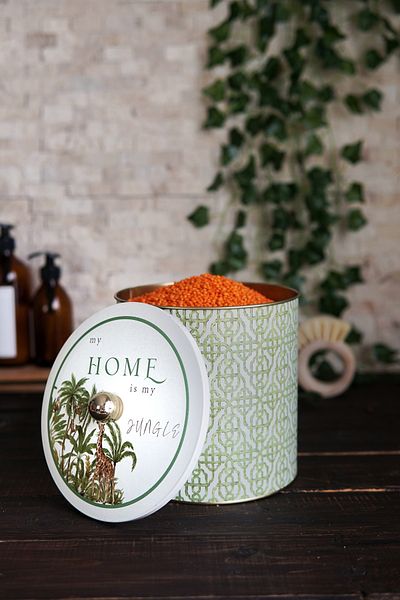 EVLE Food Storage Container with Forrest Pattern - Metal, 17.5cm X 18cm, 4.1L, Er147-4G