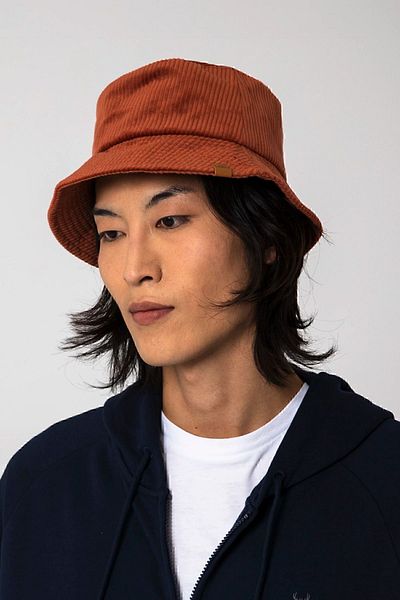 Nordbron Unisex Tile 100% Cotton Velvet Leather Label Detailed Bucket Hat Wide Cool Model Belluno