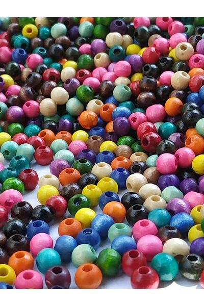 Selin 6 mm Mixed Color Wooden Beads 80 Gr Avg. 500-600 Pieces