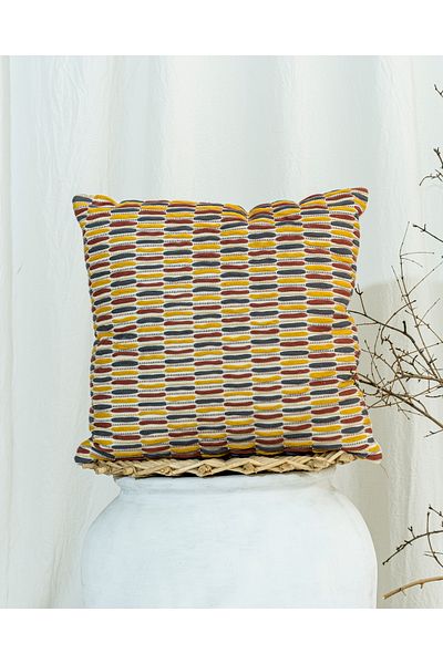 ASDİVA Bohemian Style Cotton Self Textured Colored Rope Motif 45X45 Throw Pillow Cover