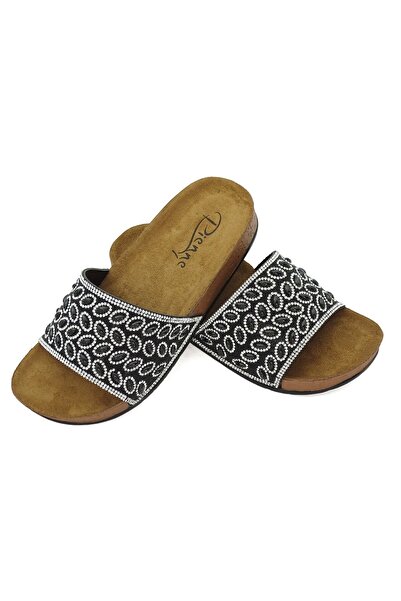 LETAO Pienne Women's Black Diamond Stone Inner Pad Extra Comfortable Dowry Bridal Casual Slippers