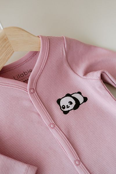 Lilabio Long Sleeve Embroidered Waffle Fabric Baby Romper