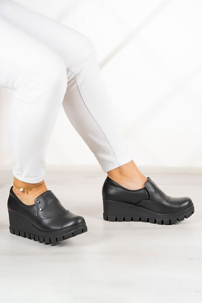 Erkan Saçmacı Pantofi casual Gloria din piele naturală neagră cu toc pană