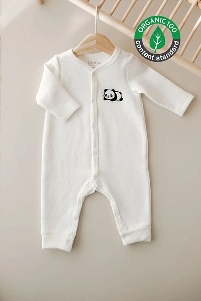 Lilabio Long Sleeve Embroidered Waffle Fabric Baby Romper