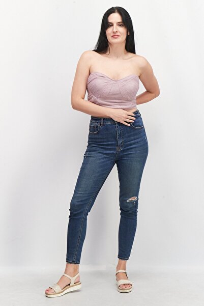 Anaya with love Women Sweetheart Neck Strapless Solid Crop Top, Lavender