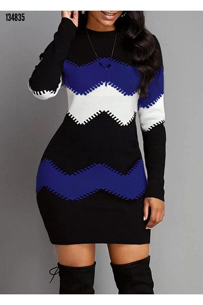 Kokosh moda Rochie de tricotaj cu mânecă lungă, cu decolteu, pentru femei