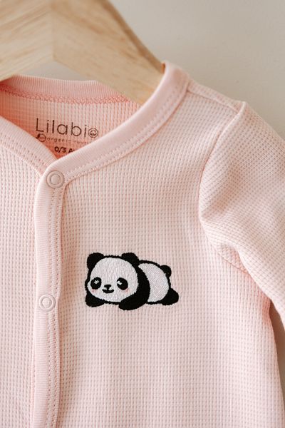 Lilabio Long Sleeve Embroidered Waffle Fabric Baby Romper