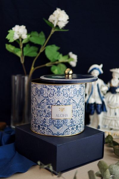 EVLE Azulejos Patterned Food Storage Container - Metal Storage Container 17.5 Cm X 15.5 Cm Er146-3h
