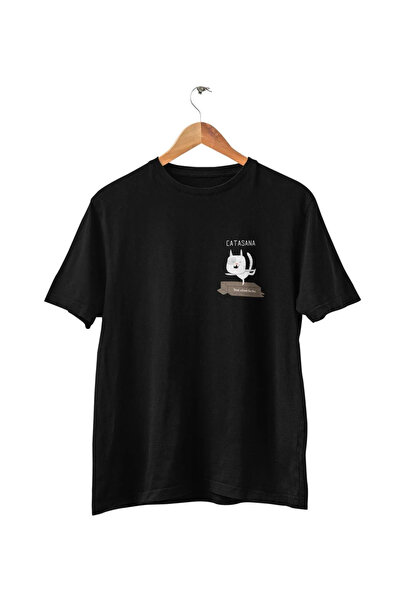 FECCY Tricou unisex din bumbac Catasana cu imprimeu Cat Think Outside The Box