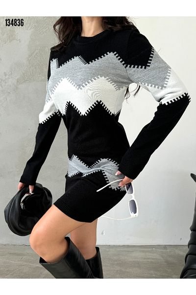 Kokosh moda Rochie de tricotaj cu mânecă lungă, cu decolteu, pentru femei