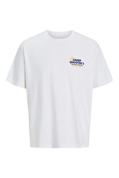 Jack & Jones Ανδρικό λευκό μπλουζάκι Jack Jones - Λαιμόκοψη, Μοντέλο SS, 12275396 -01