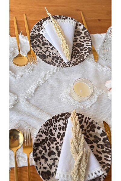 EVYA 40X110 cm Punch Embroidered Washable Runner - White American Service for Table, Table, Living Room, Kitchen