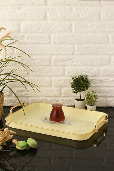 UCR HOME Elisa Gold Colored Gilded Cream Tray - 40X26.5 cm Pls 3508