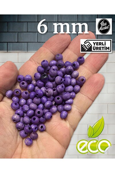 Flea Market Економічний пакет 500 грам 6 мм дерев'яні намистини - ЛІЛА - (сер...