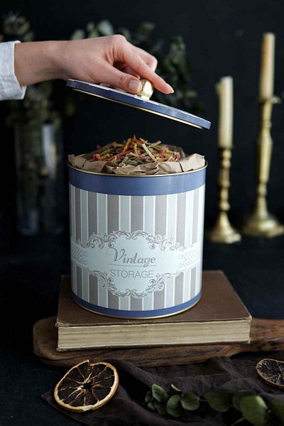 EVLE Elegance Patterned Food Storage Container - Metal Storage Container 17.5 cm X 18 Cm, 4.1 Liter, Er147-5B
